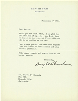 1953 President Dwight Eisenhower Signed Typed Letter With Great Content Dated 12/17/53 (Beckett)